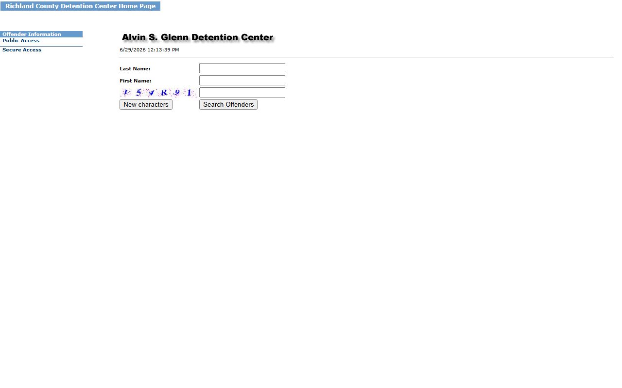 Richland County inmate population current offender search form
